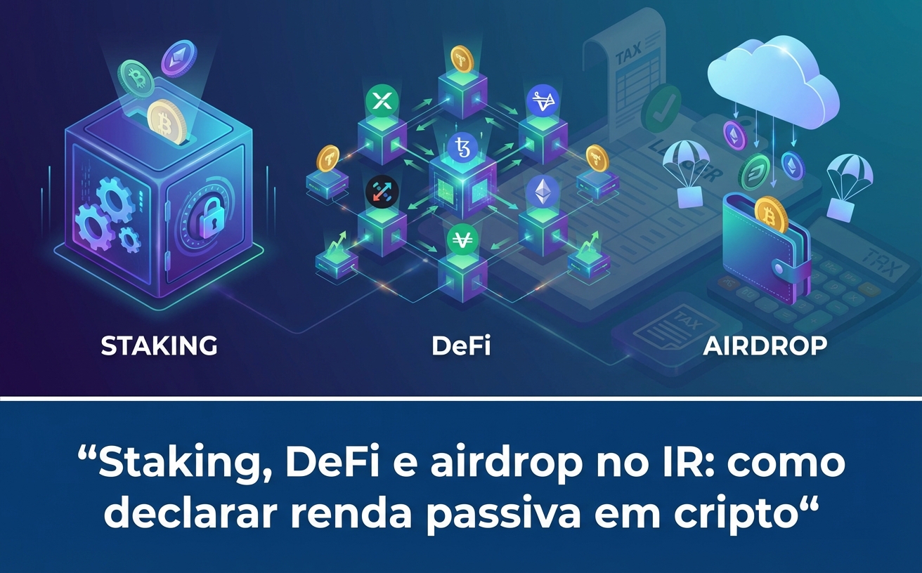 Staking, DeFi e airdrop no IR- como declarar renda passiva em cripto