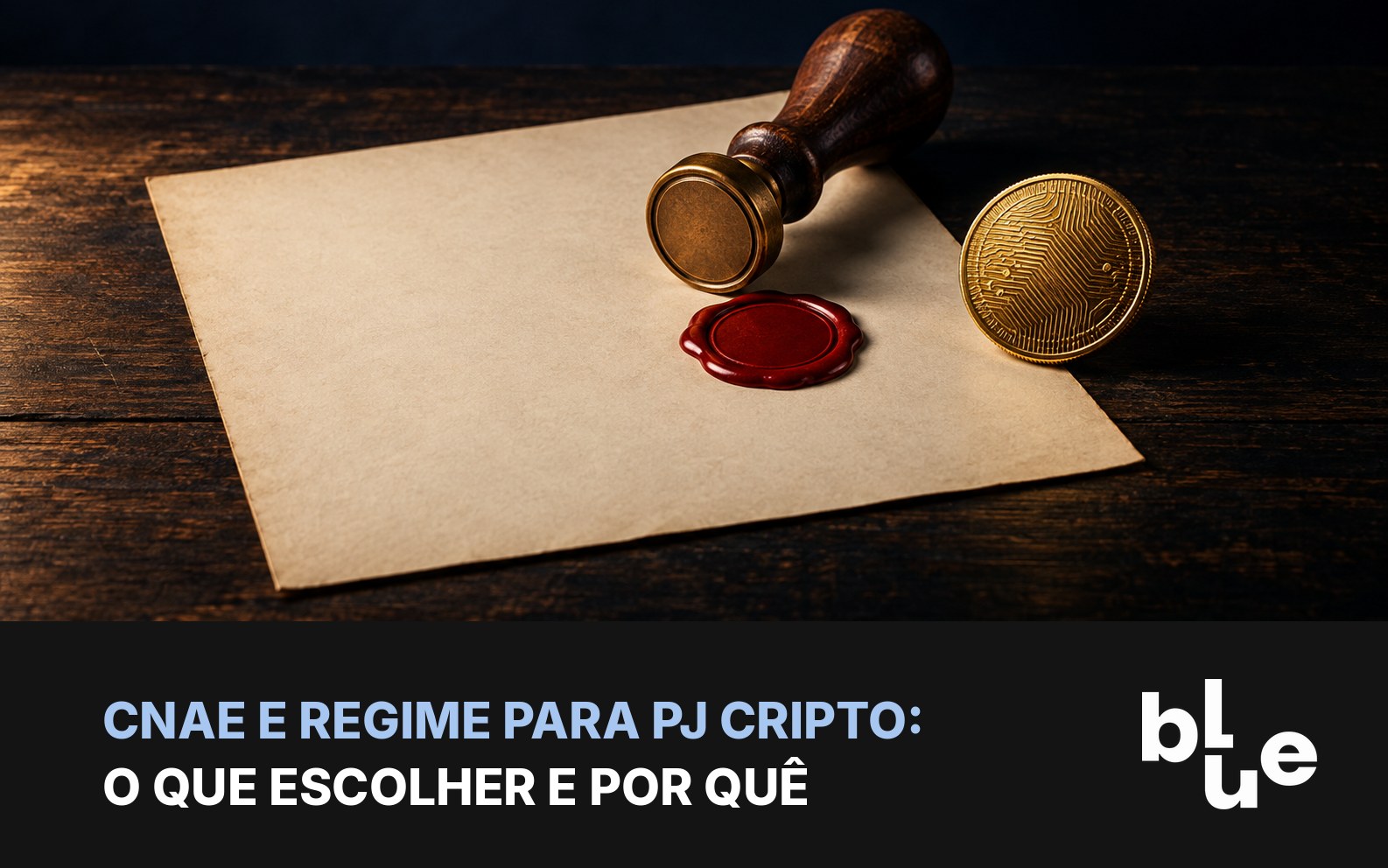 CNAE para empresa de cripto: formulário de registro empresarial com carimbo e moeda de bitcoin