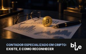 Contador especializado em cripto: profissional analisando gráficos de criptoativos em escritório