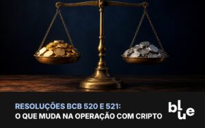 Resoluções BCB 520 e 521: cédulas de real e dólar com moeda de stablecoin sobre mesa de câmbio